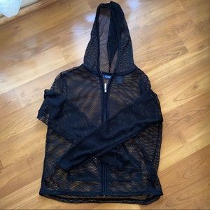 Mesh Zip Coverup Hoodie